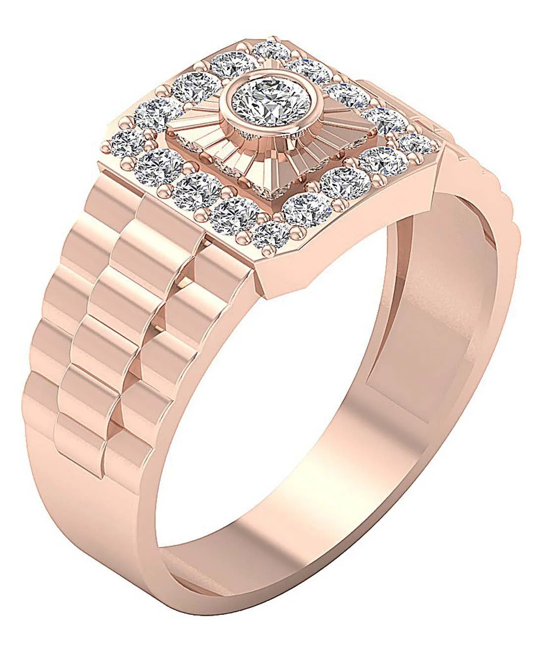 The Maria Handmade Men's Solitaire Engagement Ring Round Diamond 14K Solid Gold - Image 4