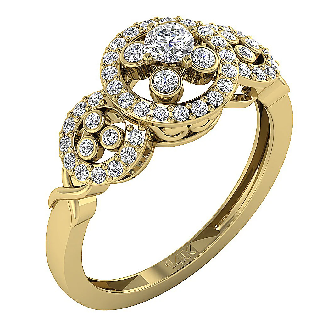 The Marigold Designer Anniversary Wedding Ring Natural Diamond 14K White Yellow Rose Gold