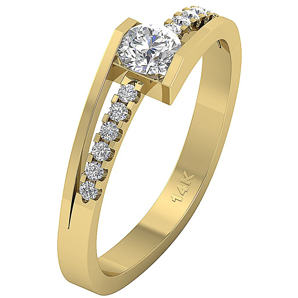 The Marisol Classic Engagement Wedding Band Genuine Diamond 14K Solid Gold - Image 3