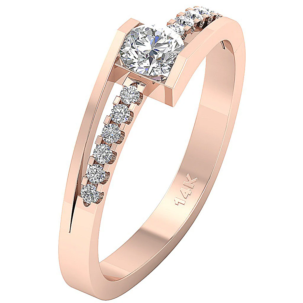 The Marisol Classic Engagement Wedding Band Genuine Diamond 14K Solid Gold - Image 4