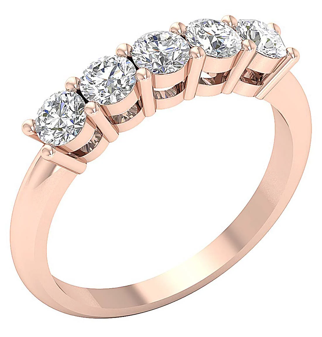 The Mary Classsic Five Stone Engagement Ring Round Diamond 14k Yellow Gold Prong Set 3.80 MM - Image 3