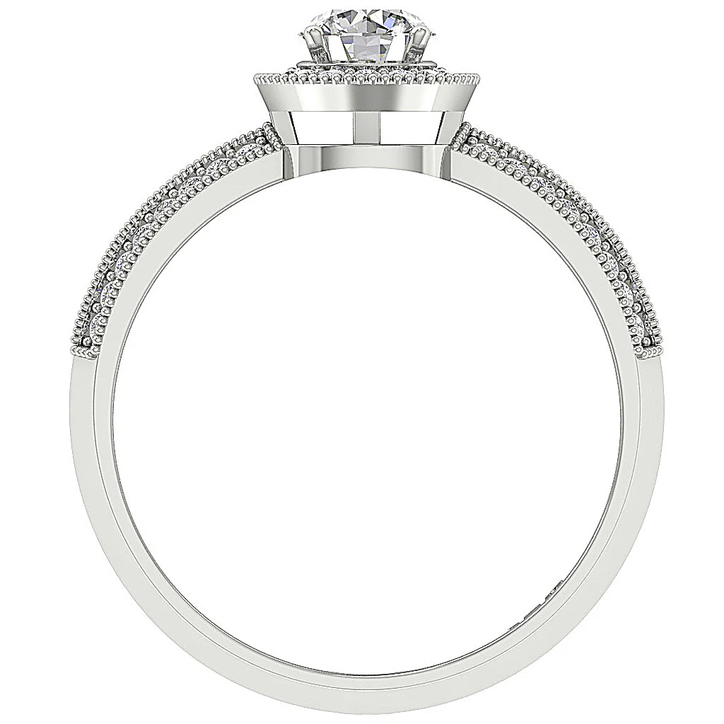 The Mary Milgrain Halo Round Diamond Solitaire Engagement Ring 14k Yellow Gold - Image 5