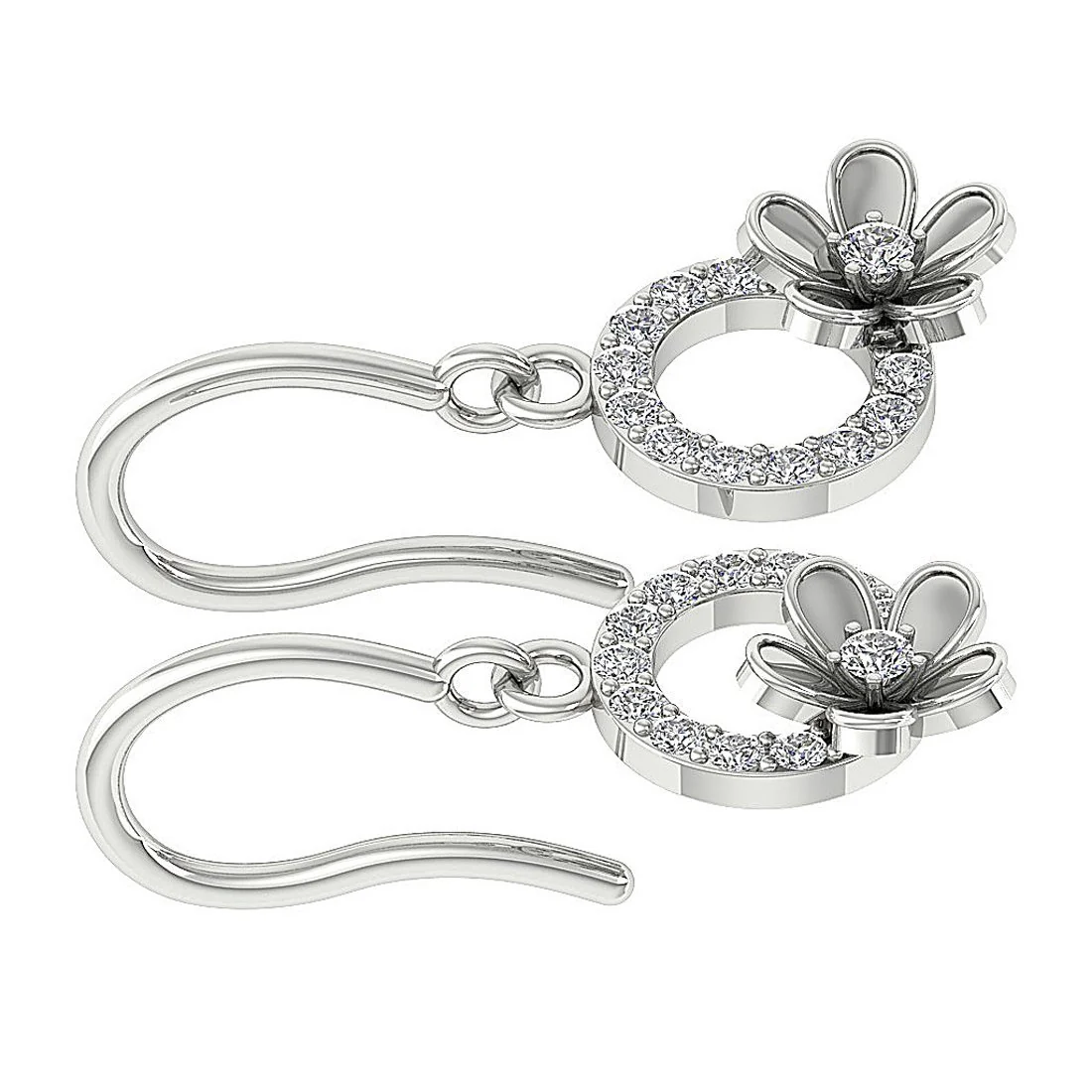 The Mason Beautiful Flower Circle Dangle Earring Round Cut Diamond Yellow Gold - Image 10