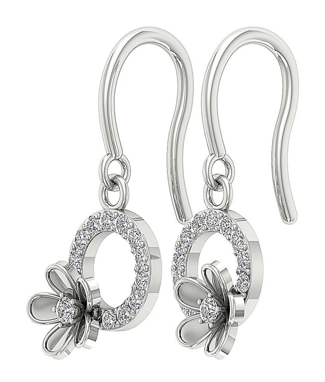 The Mason Beautiful Flower Circle Dangle Earring Round Cut Diamond Yellow Gold - Image 7