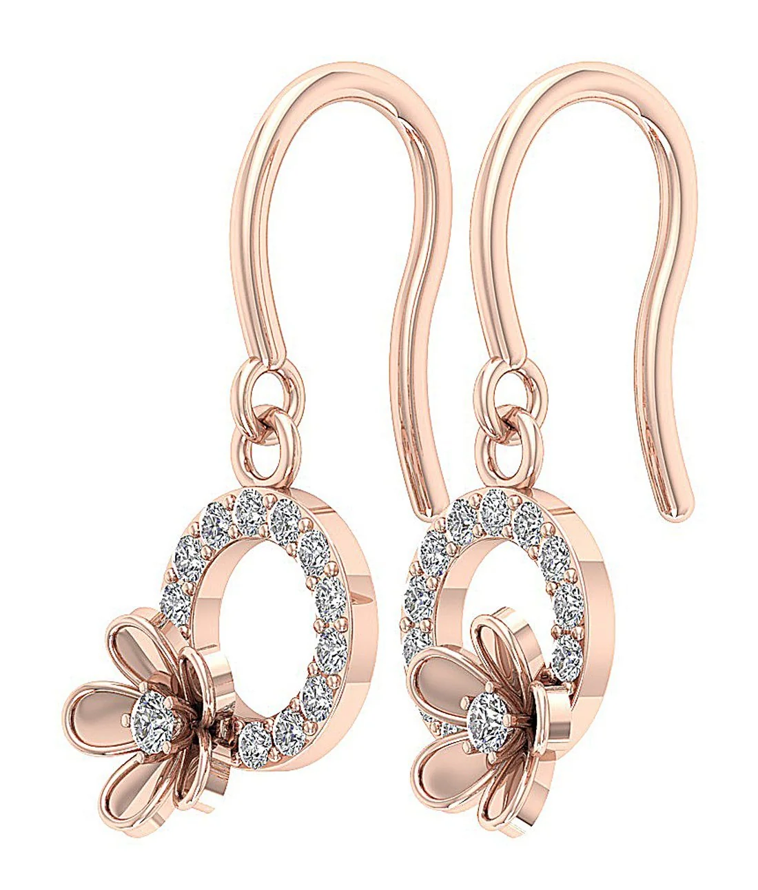The Mason Beautiful Flower Circle Dangle Earring Round Cut Diamond Yellow Gold - Image 9