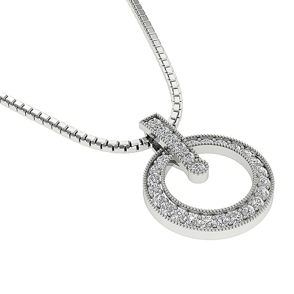 The Mateo Round Cut Diamond Prong Set Circle Pendant White Yellow Rose Gold - Image 10