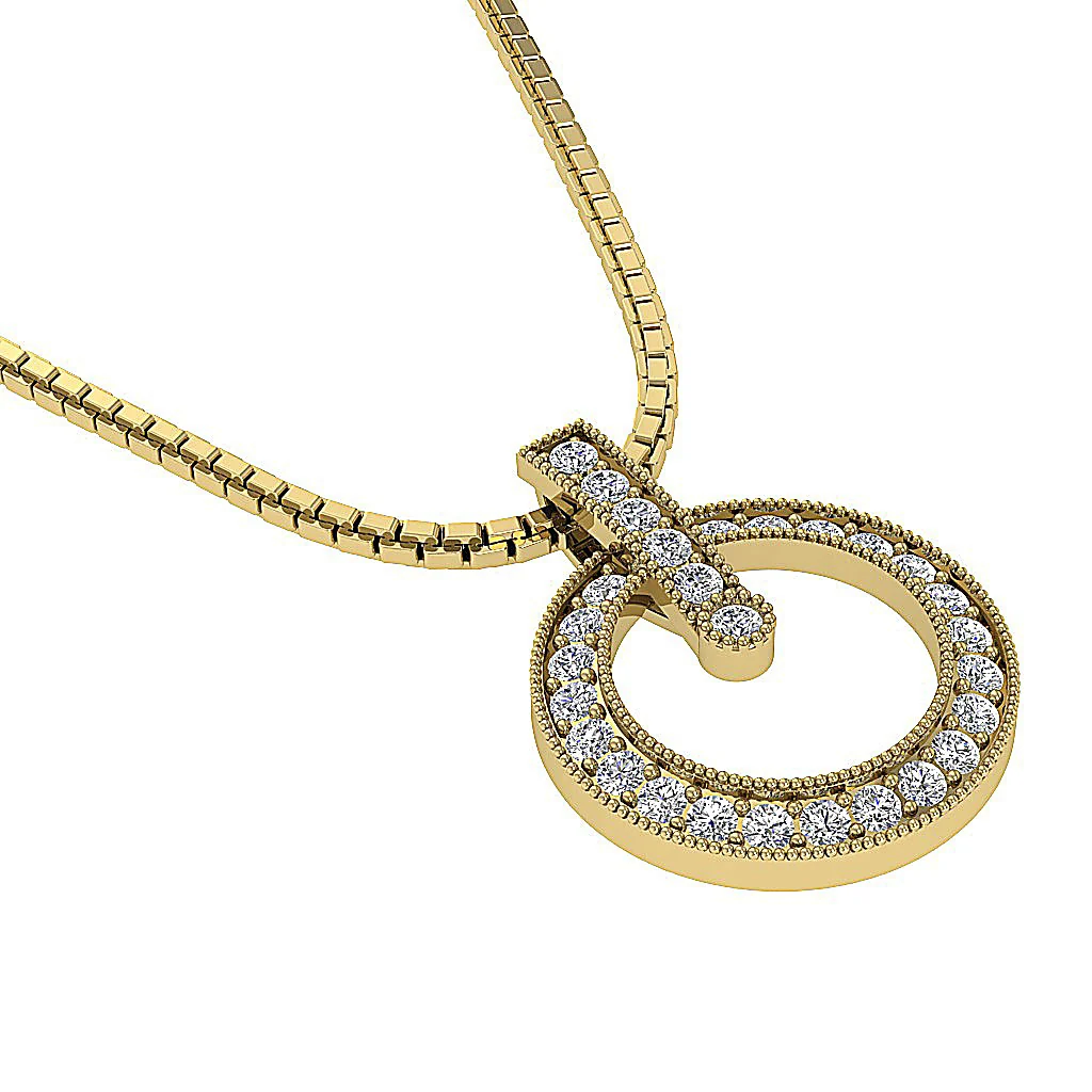 The Mateo Round Cut Diamond Prong Set Circle Pendant White Yellow Rose Gold - Image 11