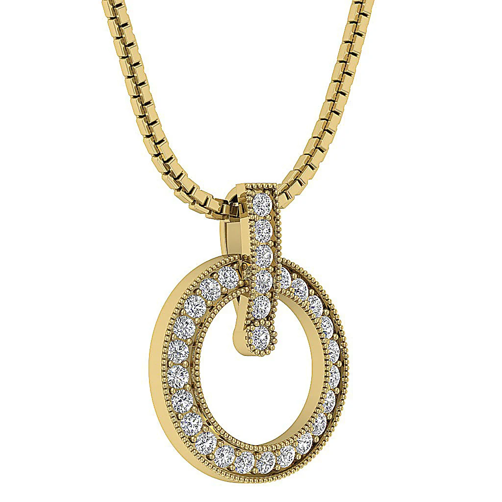 The Mateo Round Cut Diamond Prong Set Circle Pendant White Yellow Rose Gold - Image 5