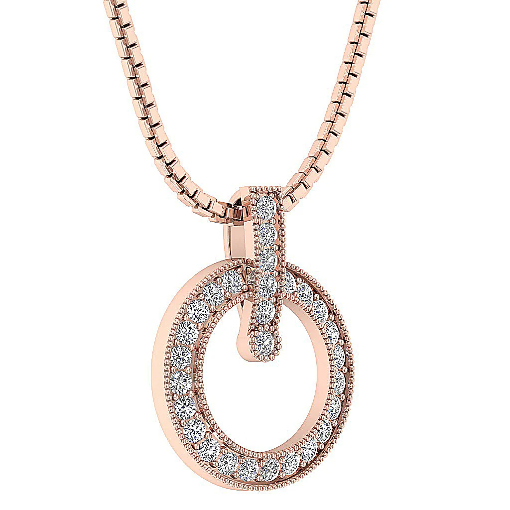 The Mateo Round Cut Diamond Prong Set Circle Pendant White Yellow Rose Gold - Image 6