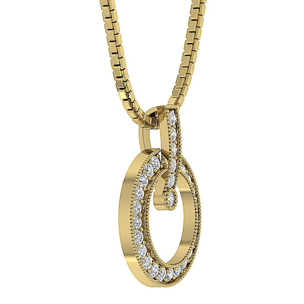 The Mateo Round Cut Diamond Prong Set Circle Pendant White Yellow Rose Gold - Image 8