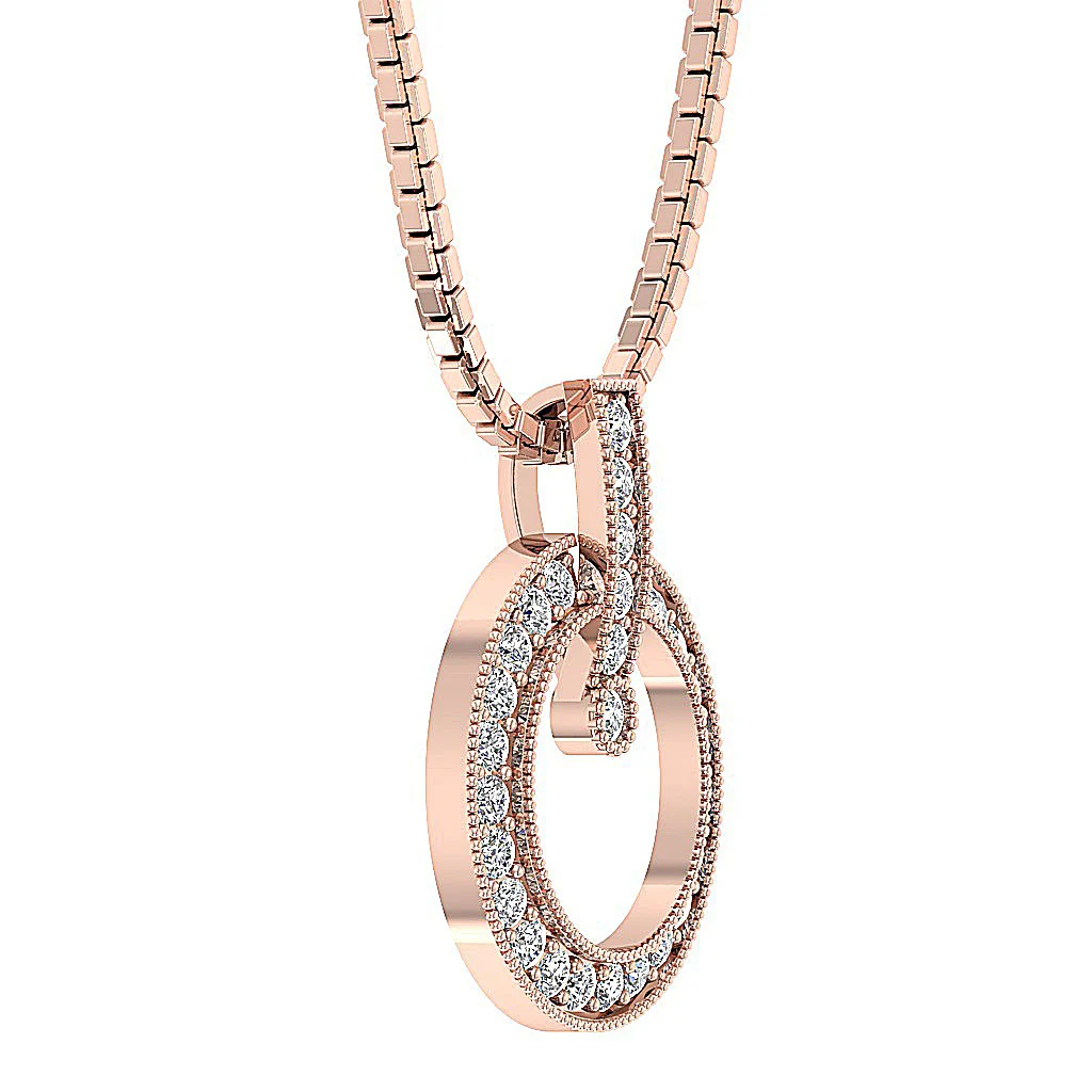 The Mateo Round Cut Diamond Prong Set Circle Pendant White Yellow Rose Gold - Image 9