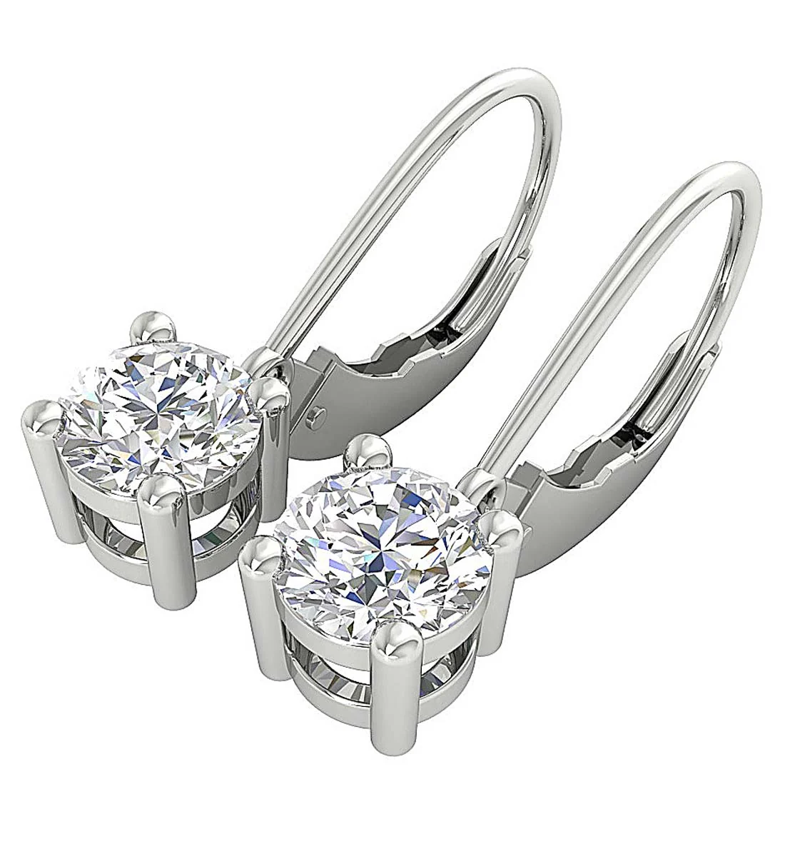 Hanging Leverback Studs Earring I1/SI1 G 2 Carat Solitaire Round Cut Diamond 14k/18k Gold - Image 12