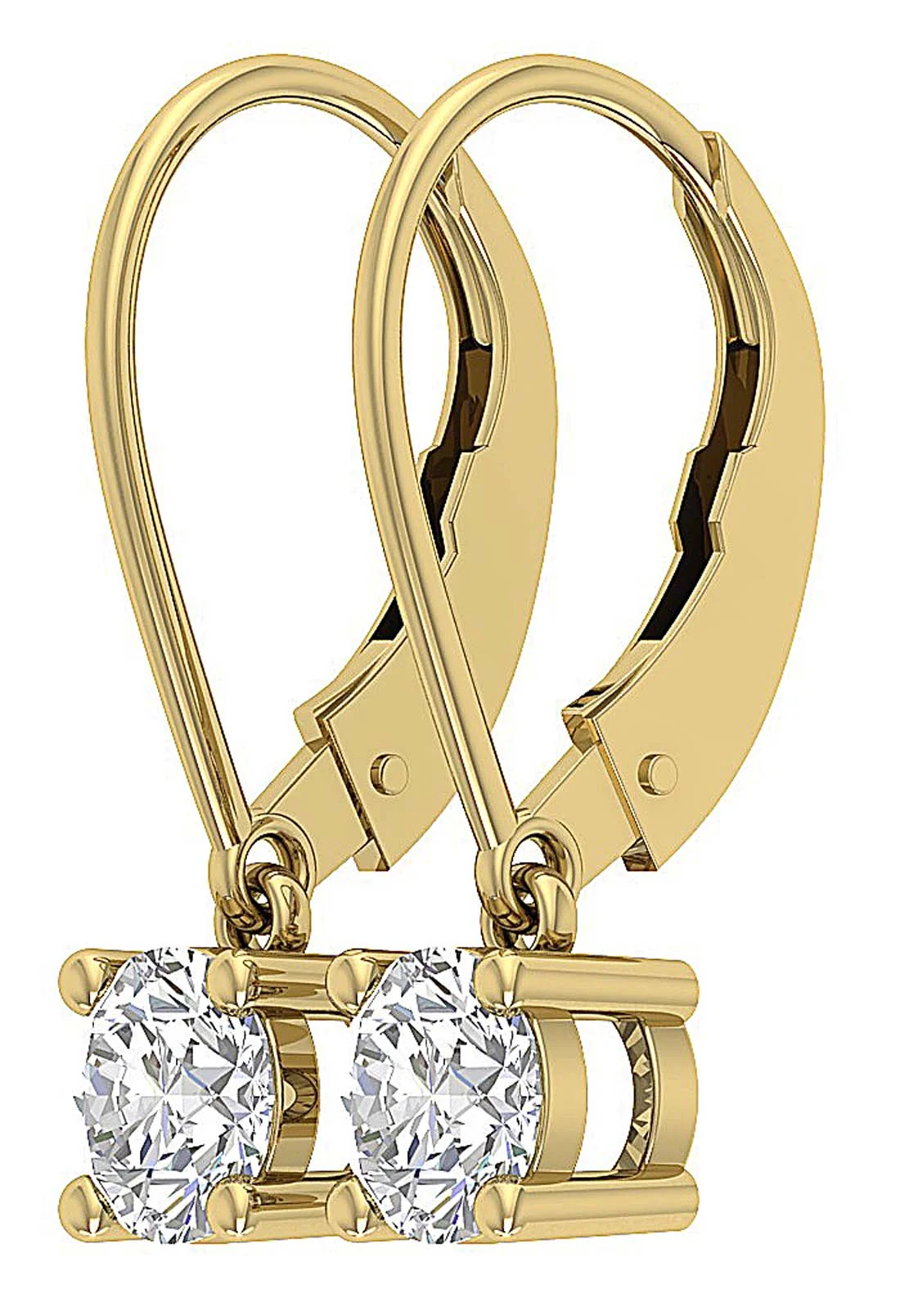 Hanging Leverback Studs Earring I1/SI1 G 2 Carat Solitaire Round Cut Diamond 14k/18k Gold - Image 14