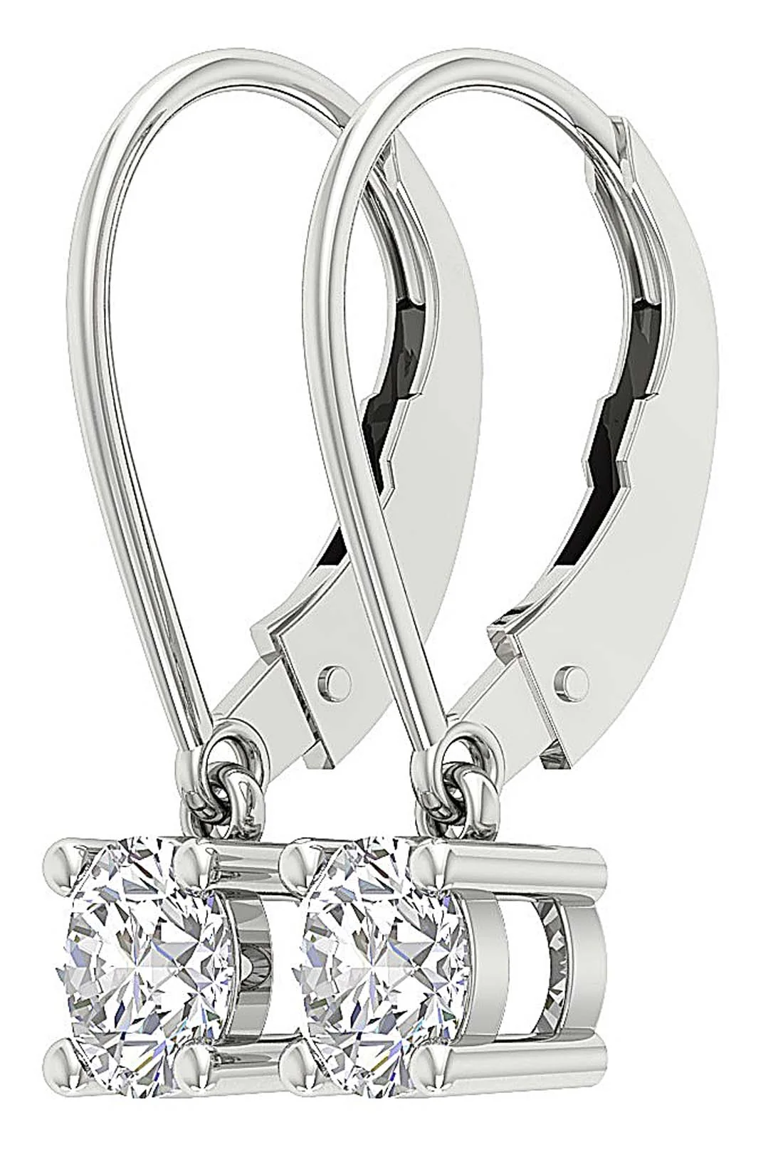Hanging Leverback Studs Earring I1/SI1 G 2 Carat Solitaire Round Cut Diamond 14k/18k Gold - Image 15