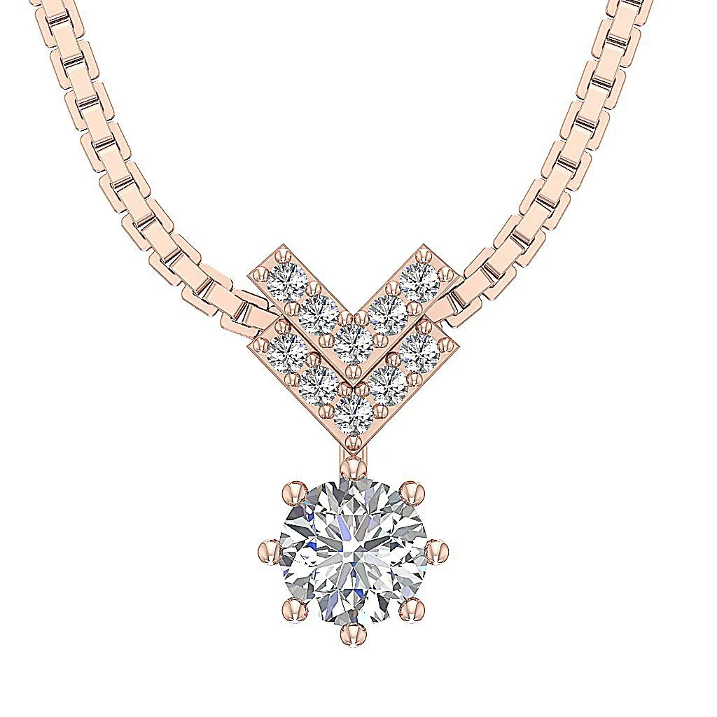 The Matias 14k Rose Gold Prong Set Solitaire Fashion Pendant Genuine Diamond