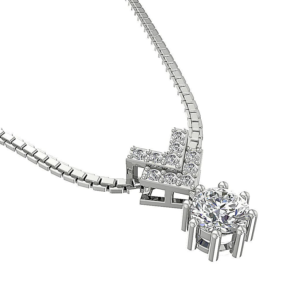 The Matias 14k Rose Gold Prong Set Solitaire Fashion Pendant Genuine Diamond - Image 4