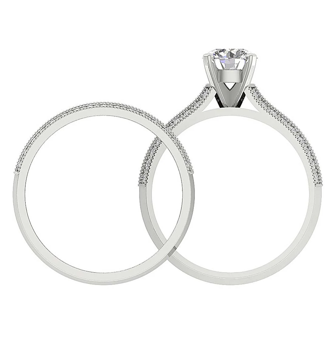 The Matias Graceful Bridal Engagement Ring Band Set 14k Solid Gold Round Diamond - Image 5
