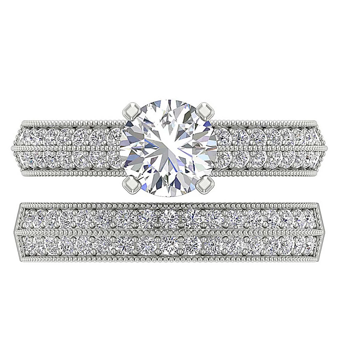 The Matias Graceful Bridal Engagement Ring Band Set 14k Solid Gold Round Diamond - Image 6