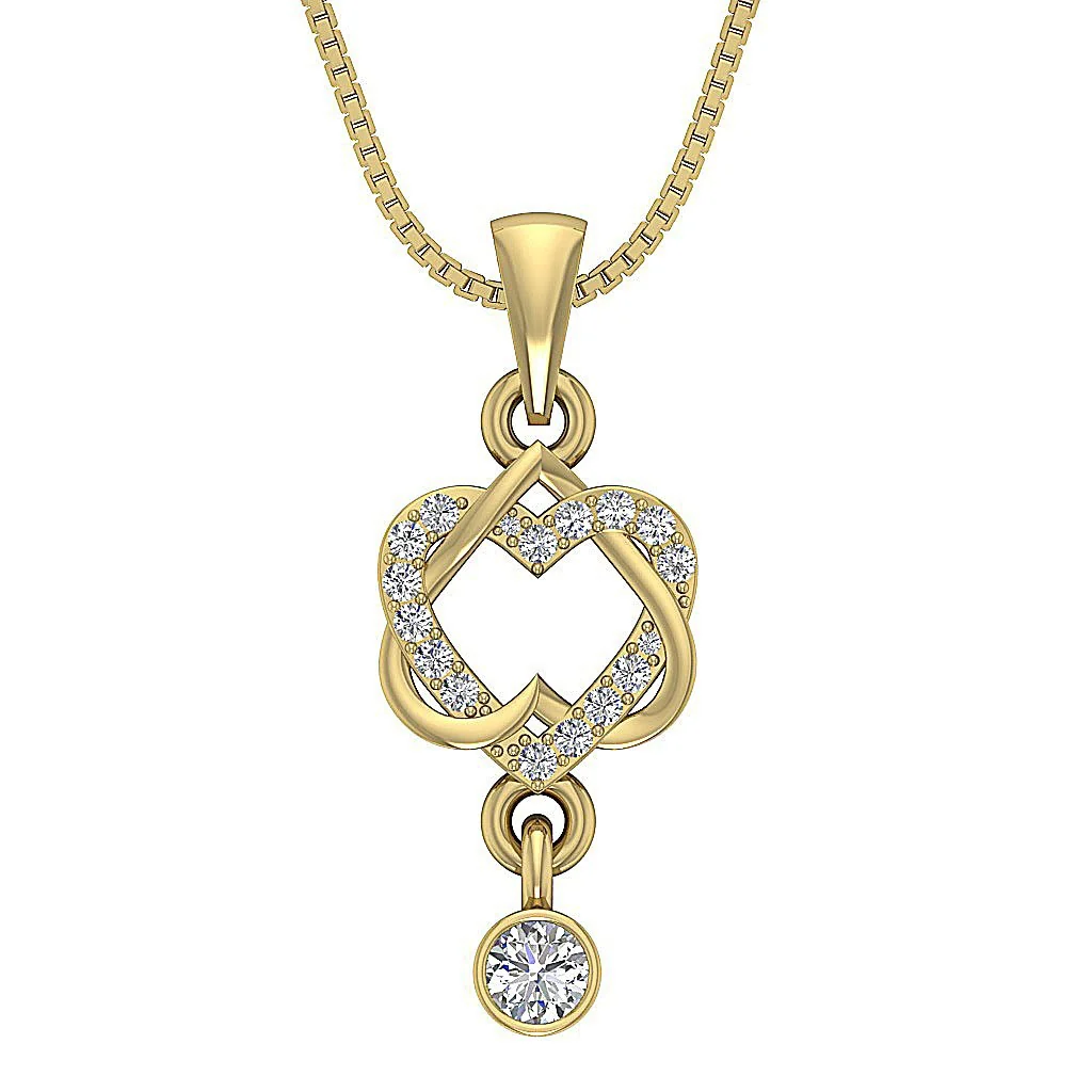 The Matteo 14k Gold Designer Heart Fashion Pendant Necklace Natural Diamond - Image 3