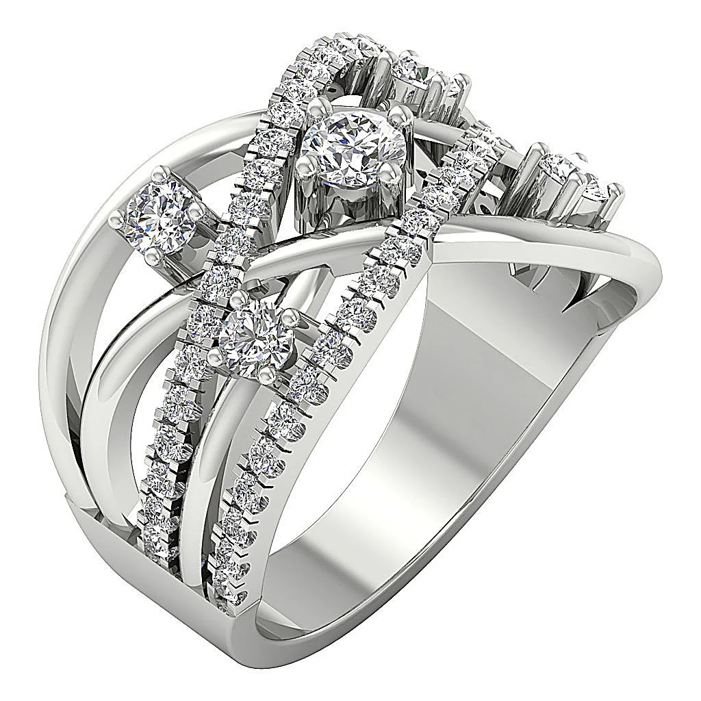 The Mauricio Designer Split Shank Right Hand Engagement Ring Natural Diamond Gold - Image 3