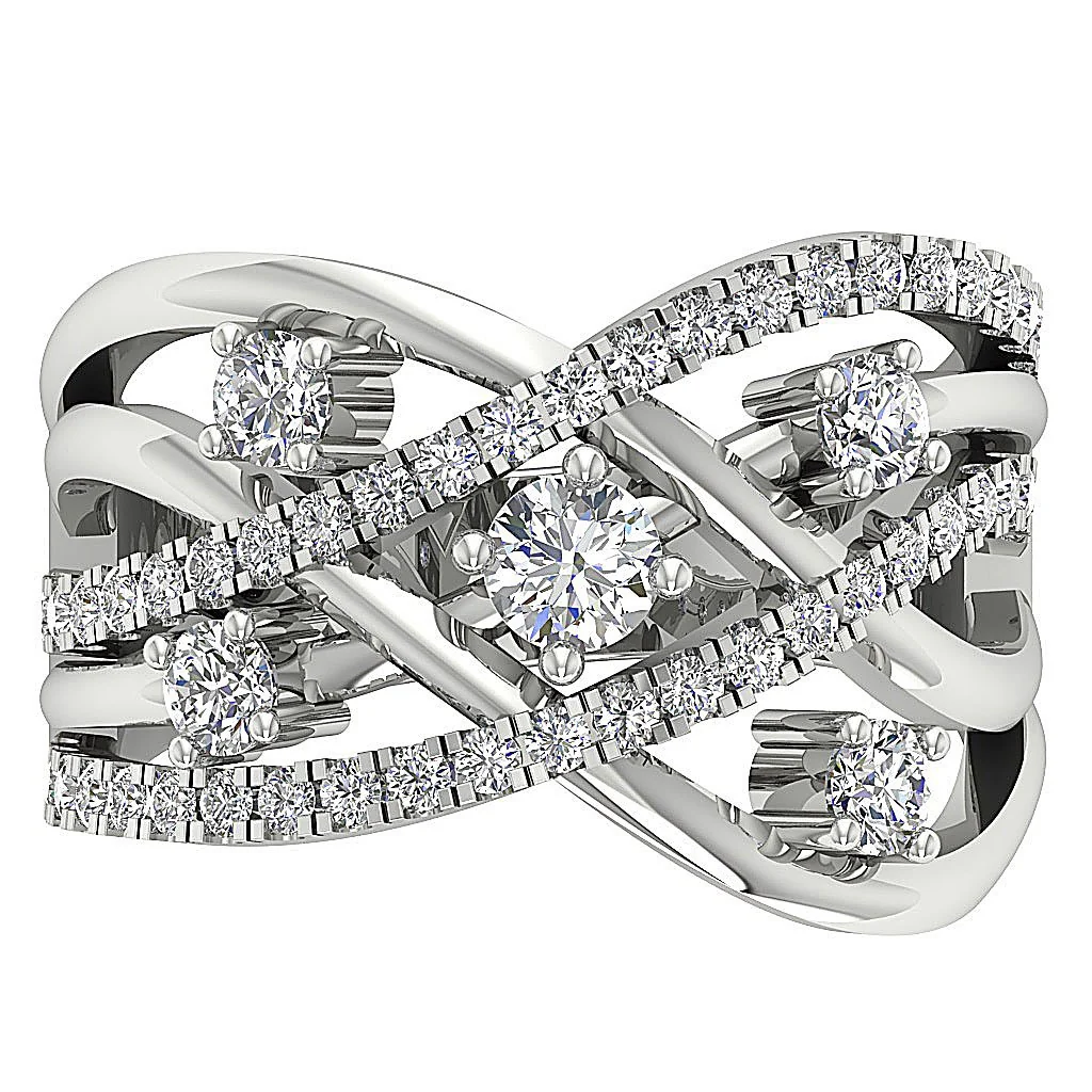 The Mauricio Designer Split Shank Right Hand Engagement Ring Natural Diamond Gold - Image 6