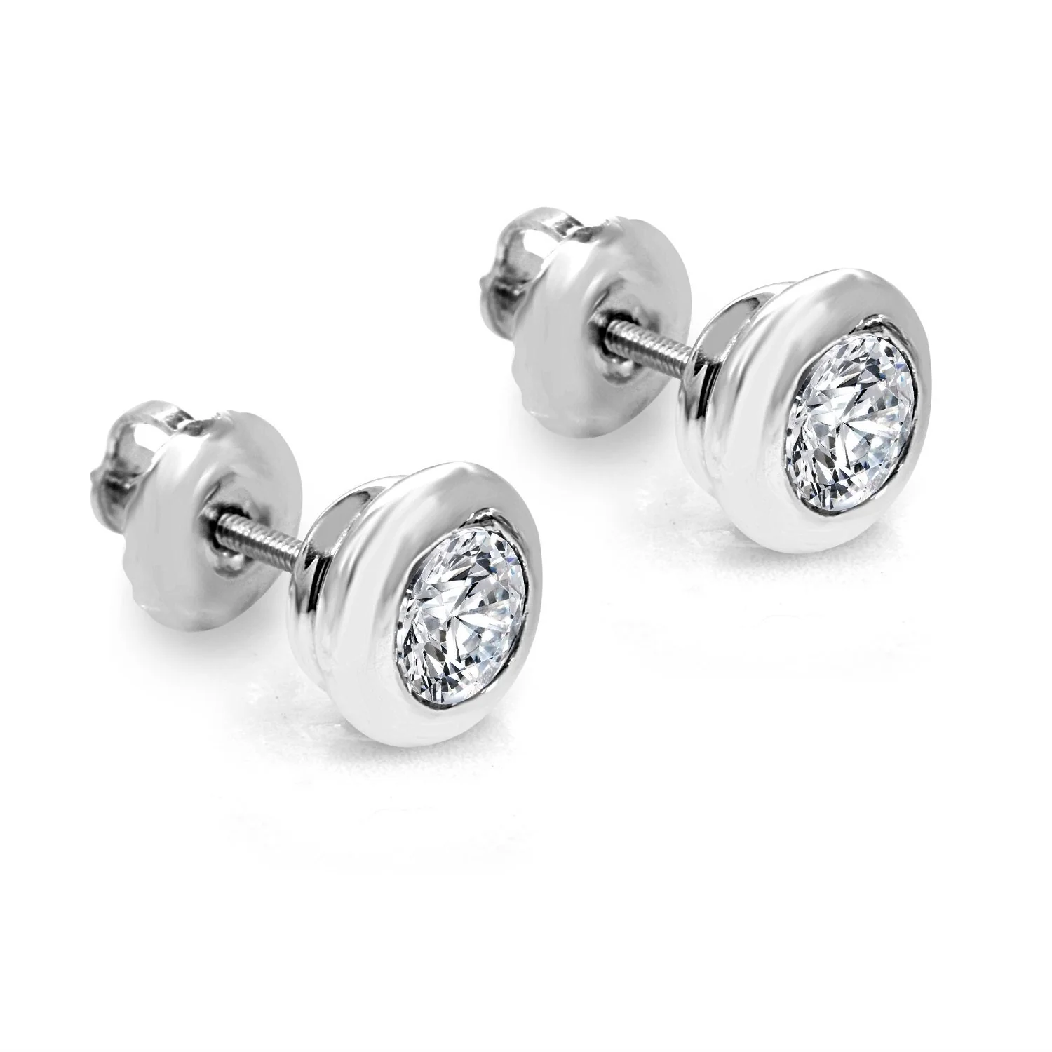 I1 G 0.50Ct Donut Bezel Set Solitaire Studs Earrings 14K Rose Gold Round Cut Diamond - Image 4