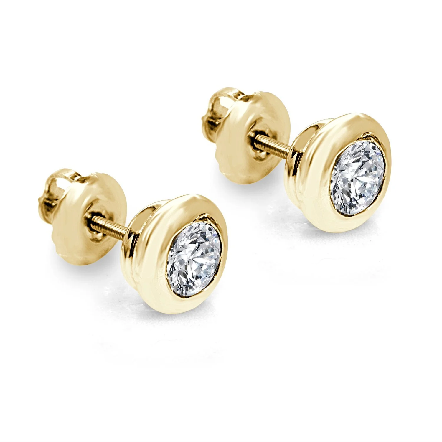 I1 G 0.50Ct Donut Bezel Set Solitaire Studs Earrings 14K Rose Gold Round Cut Diamond - Image 5