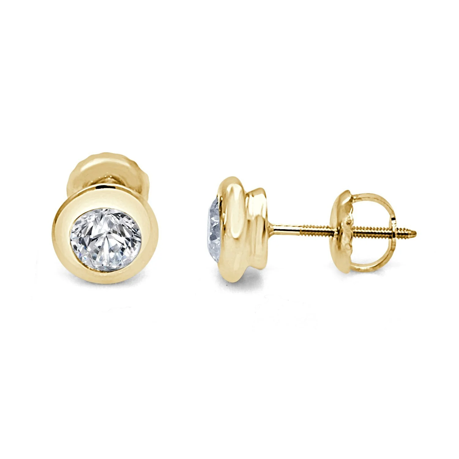 I1 G 0.50Ct Donut Bezel Set Solitaire Studs Earrings 14K Rose Gold Round Cut Diamond - Image 8