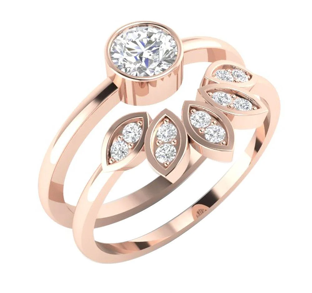 The Max Elegant Solitaire Natural Diamond Bridal Wedding Ring Set For Her White Gold - Image 3