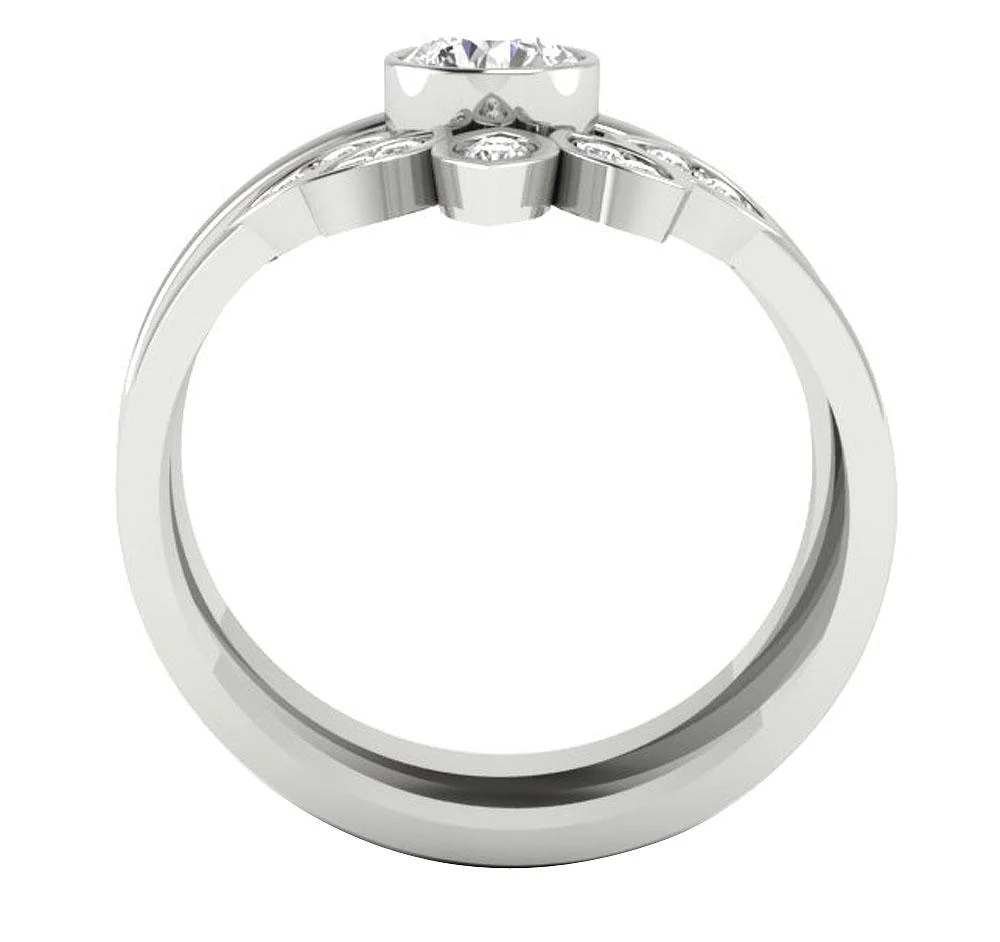 The Max Elegant Solitaire Natural Diamond Bridal Wedding Ring Set For Her White Gold - Image 5