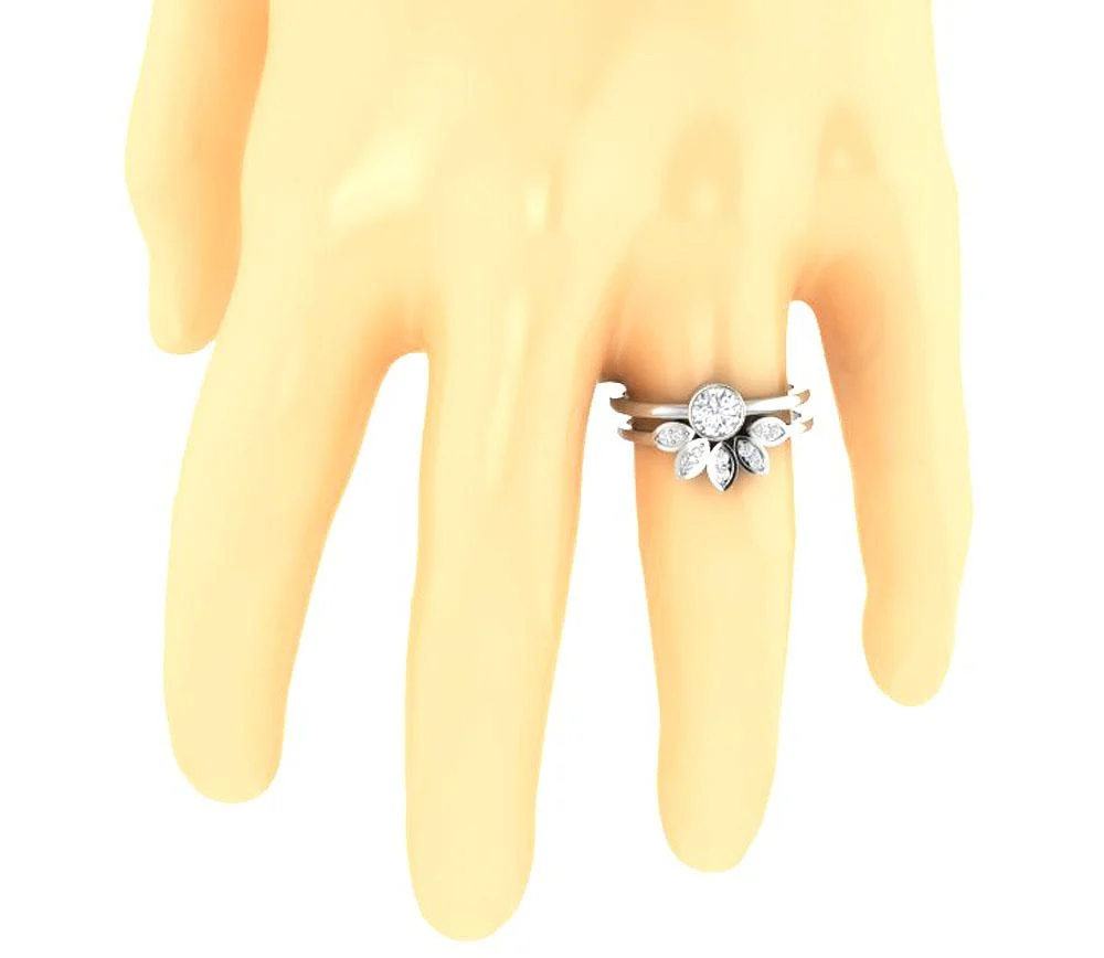 The Max Elegant Solitaire Natural Diamond Bridal Wedding Ring Set For Her White Gold - Image 7
