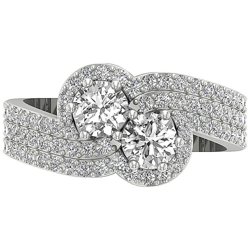 The Maximilian Natural Round Diamond Forever Us 2 Stone Solitaire Bridal Engagement Gold Ring - Image 6
