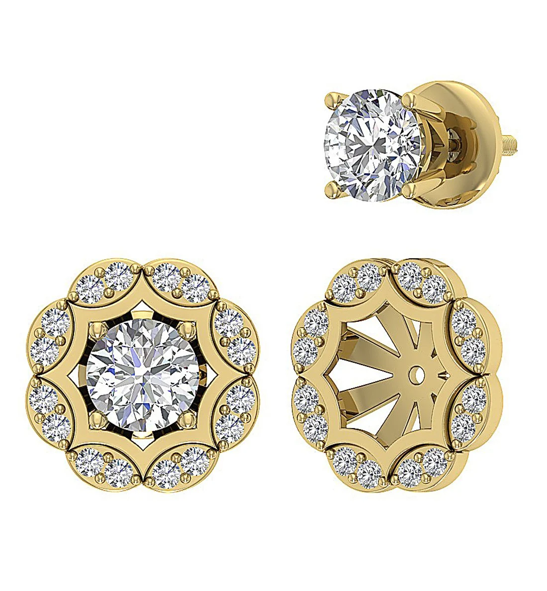 The Maximiliano 14K Yellow Gold Removable Jacket Stud Earring Natural Diamond