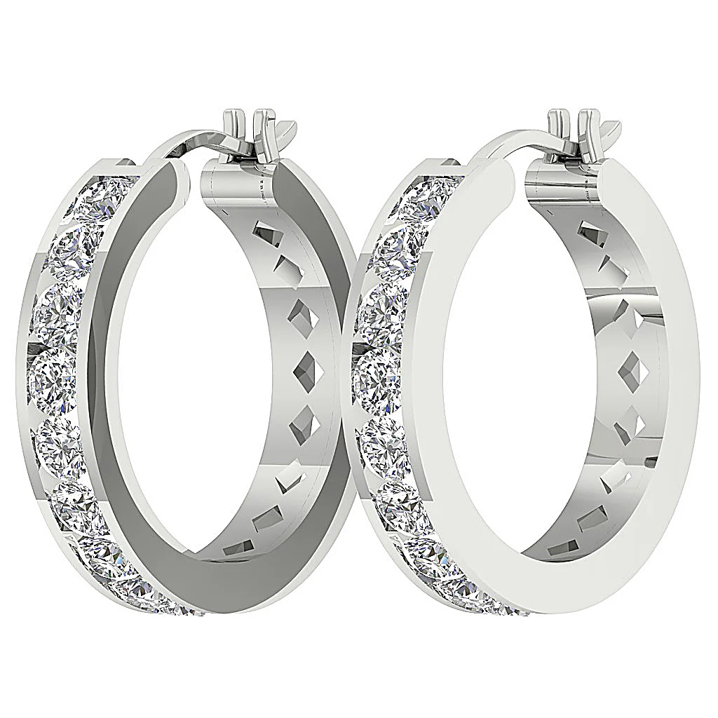 The Maximus 1.40 Carat Natural Diamond 14K Solid Gold Hoop Earring 0.80 Inch