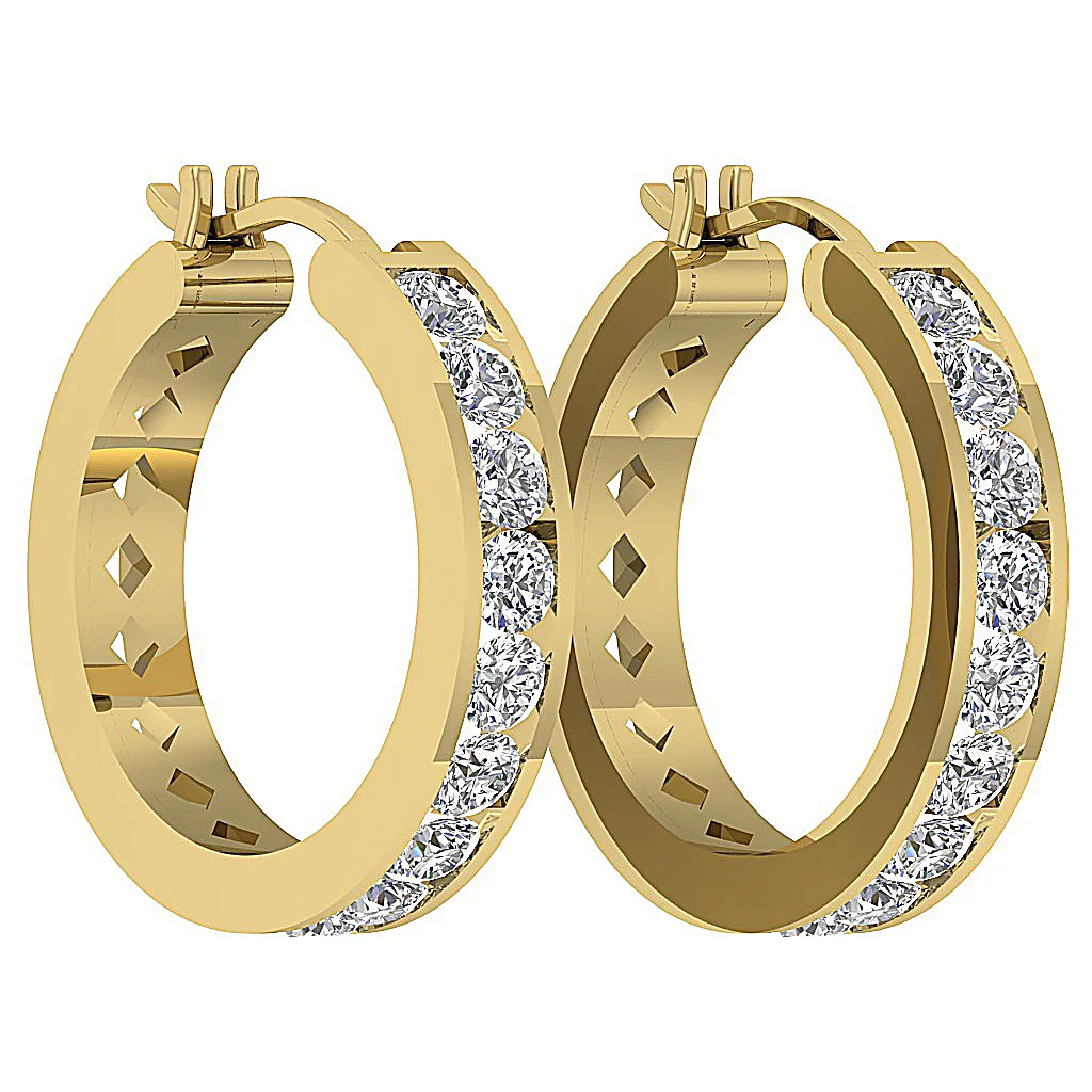 The Maximus 1.40 Carat Natural Diamond 14K Solid Gold Hoop Earring 0.80 Inch - Image 11