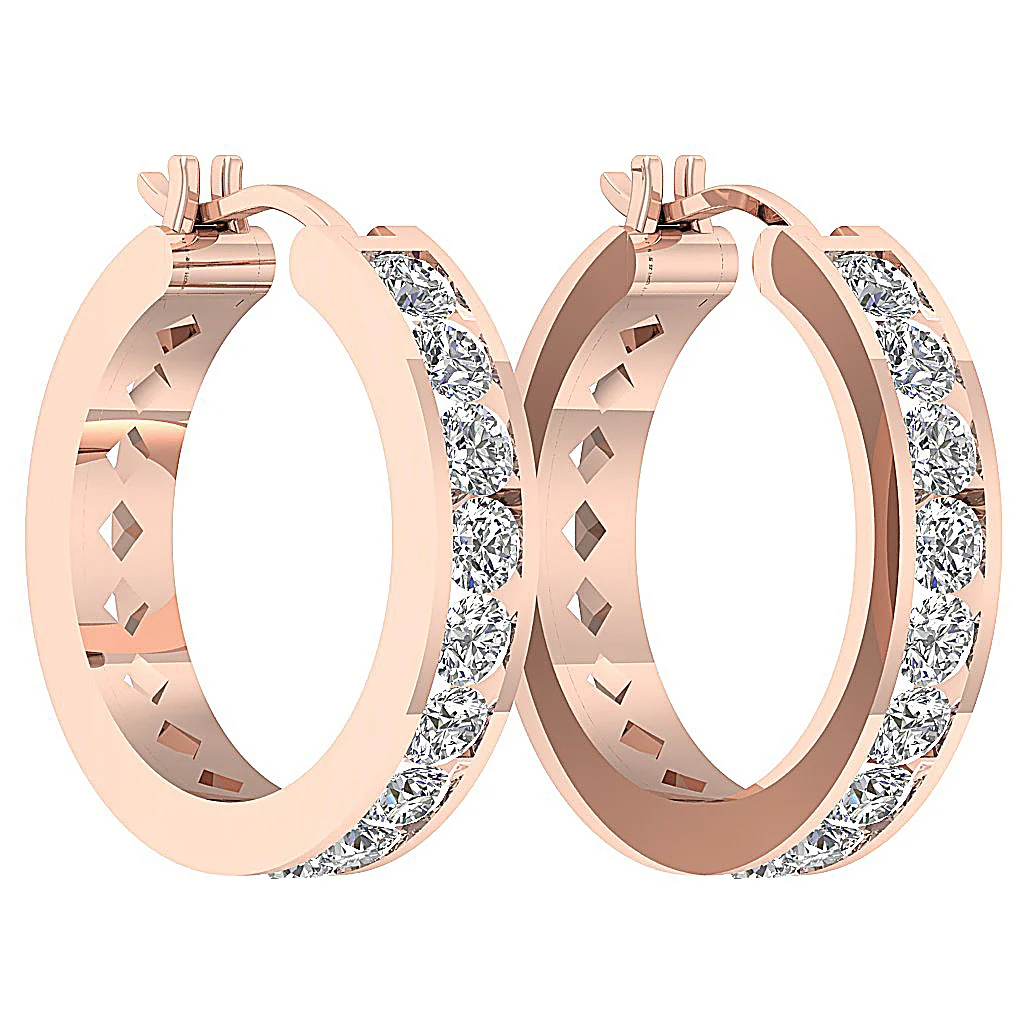 The Maximus 1.40 Carat Natural Diamond 14K Solid Gold Hoop Earring 0.80 Inch - Image 12