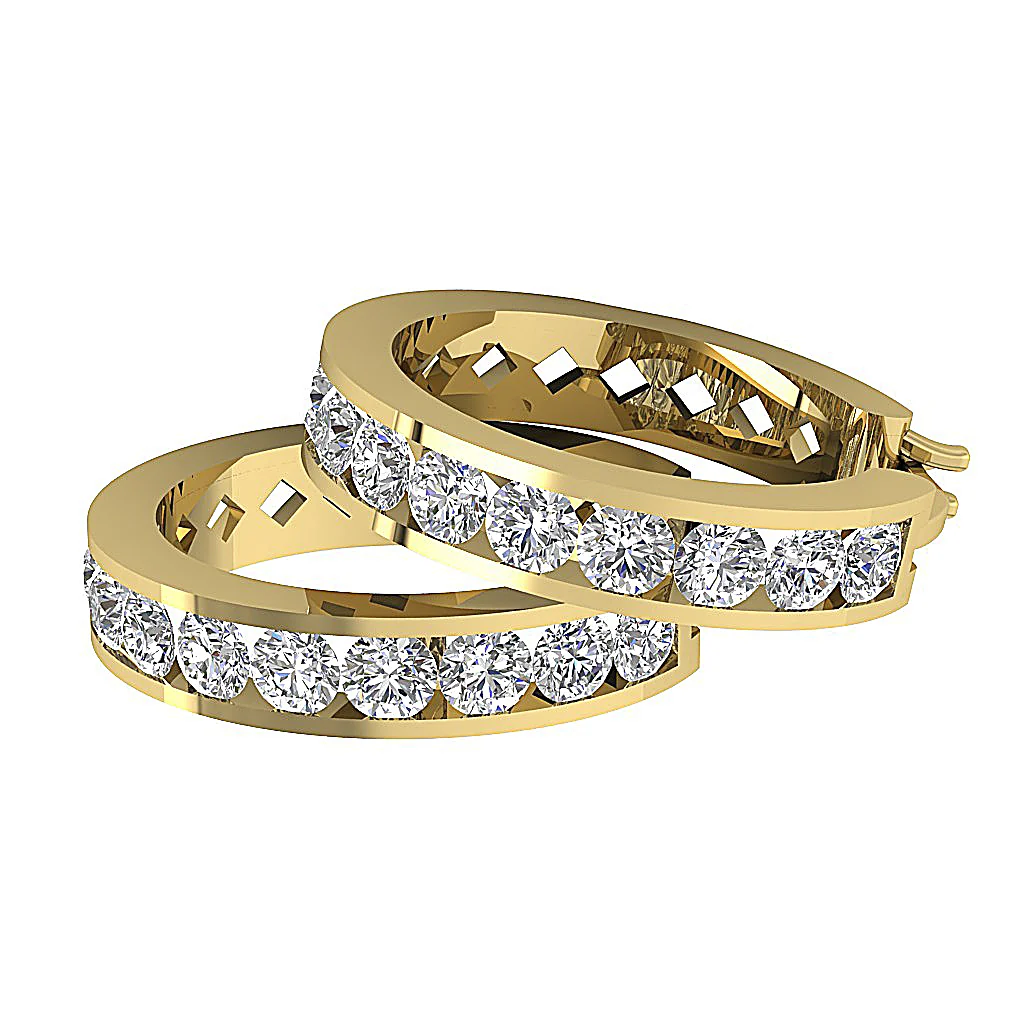 The Maximus 1.40 Carat Natural Diamond 14K Solid Gold Hoop Earring 0.80 Inch - Image 14