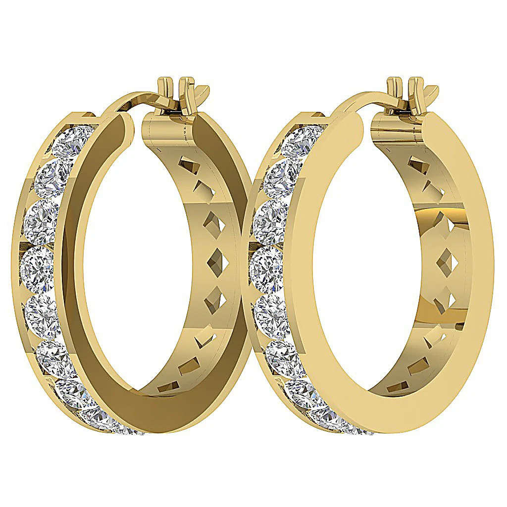 The Maximus 1.40 Carat Natural Diamond 14K Solid Gold Hoop Earring 0.80 Inch - Image 2