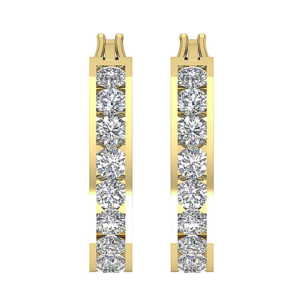 The Maximus 1.40 Carat Natural Diamond 14K Solid Gold Hoop Earring 0.80 Inch - Image 5