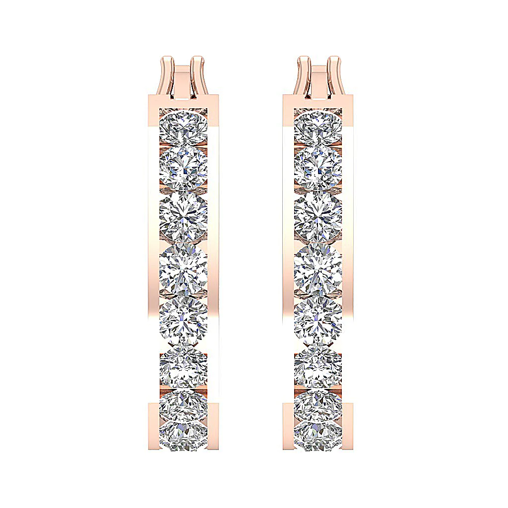 The Maximus 1.40 Carat Natural Diamond 14K Solid Gold Hoop Earring 0.80 Inch - Image 6