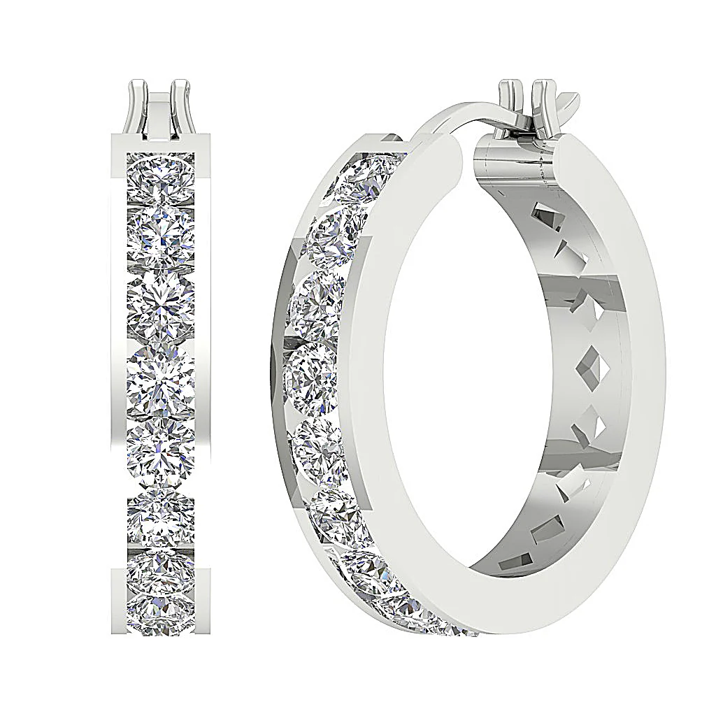 The Maximus 1.40 Carat Natural Diamond 14K Solid Gold Hoop Earring 0.80 Inch - Image 7