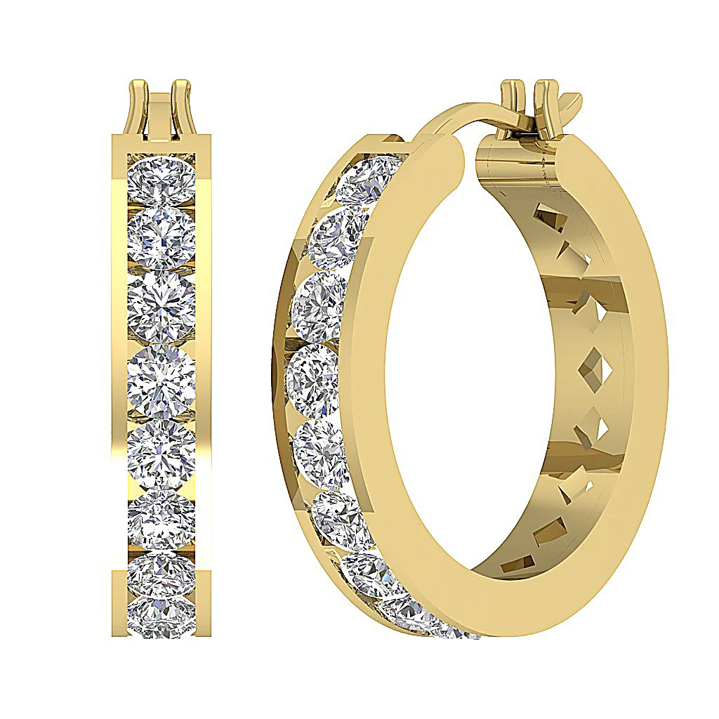 The Maximus 1.40 Carat Natural Diamond 14K Solid Gold Hoop Earring 0.80 Inch - Image 8