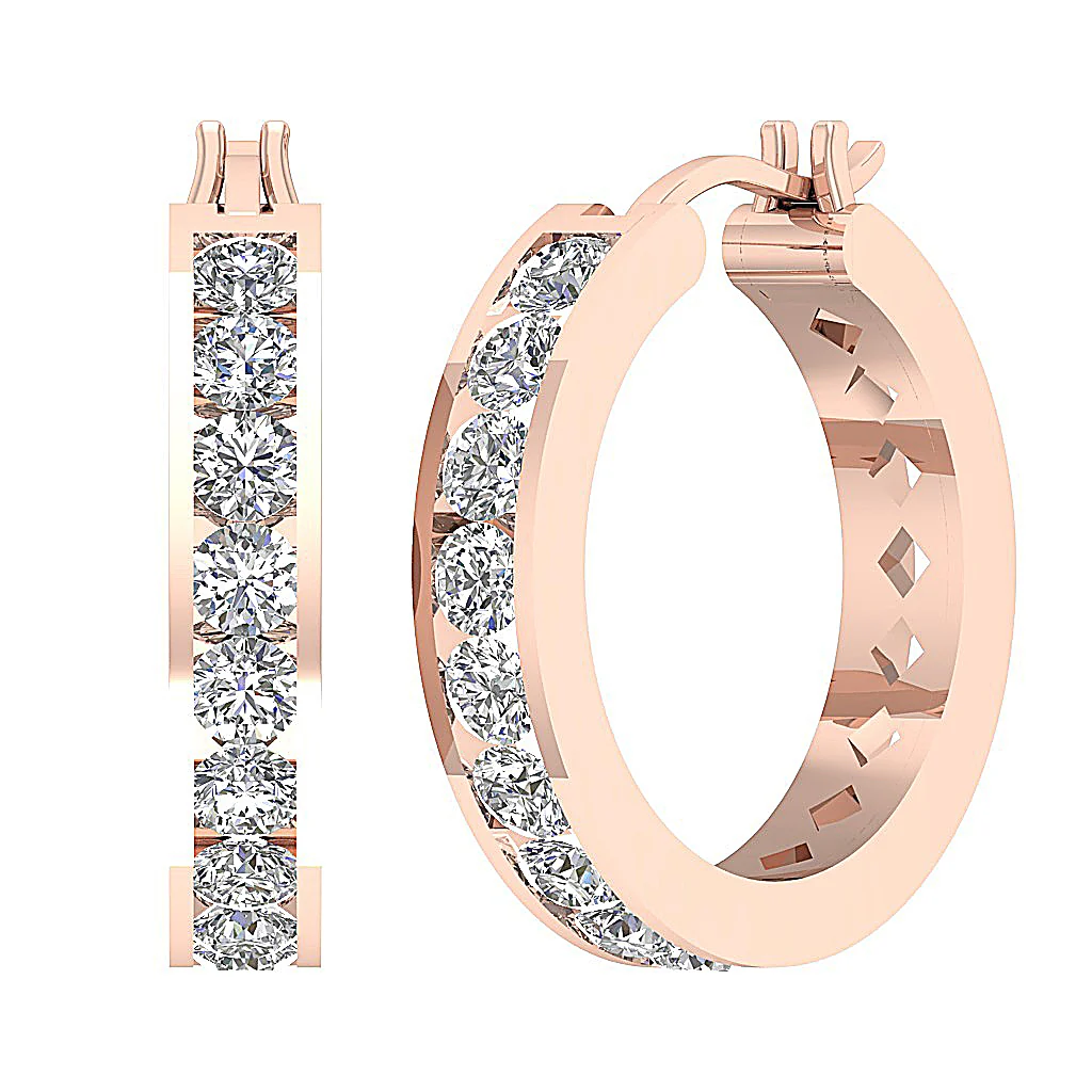 The Maximus 1.40 Carat Natural Diamond 14K Solid Gold Hoop Earring 0.80 Inch - Image 9