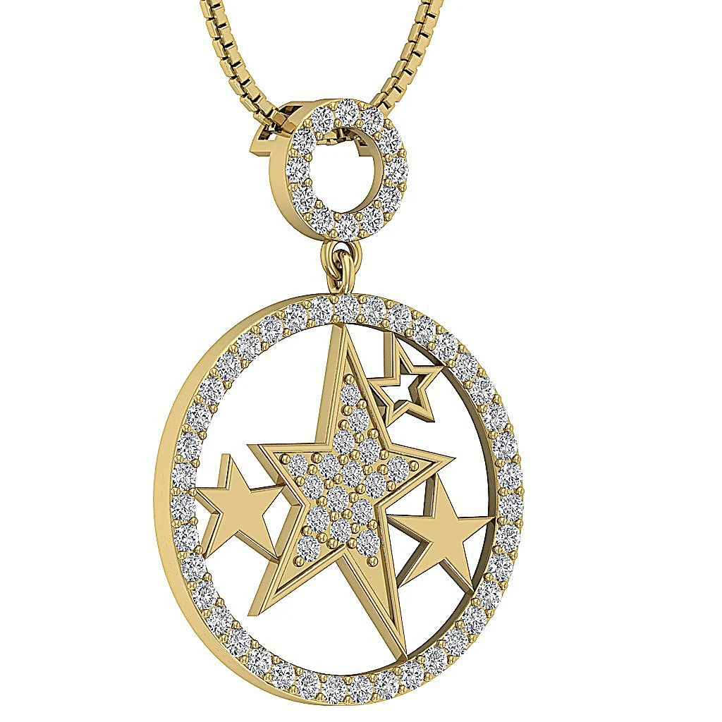 The Maximus Natural Diamond Circle Star Fashion Pendant For Women 14K Gold - Image 5