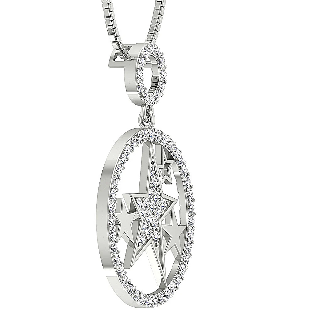 The Maximus Natural Diamond Circle Star Fashion Pendant For Women 14K Gold - Image 7