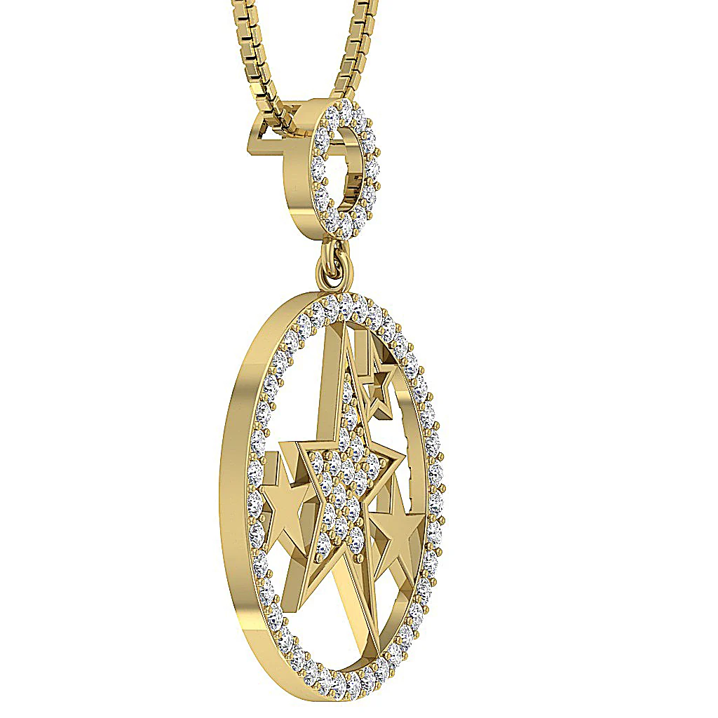 The Maximus Natural Diamond Circle Star Fashion Pendant For Women 14K Gold - Image 8