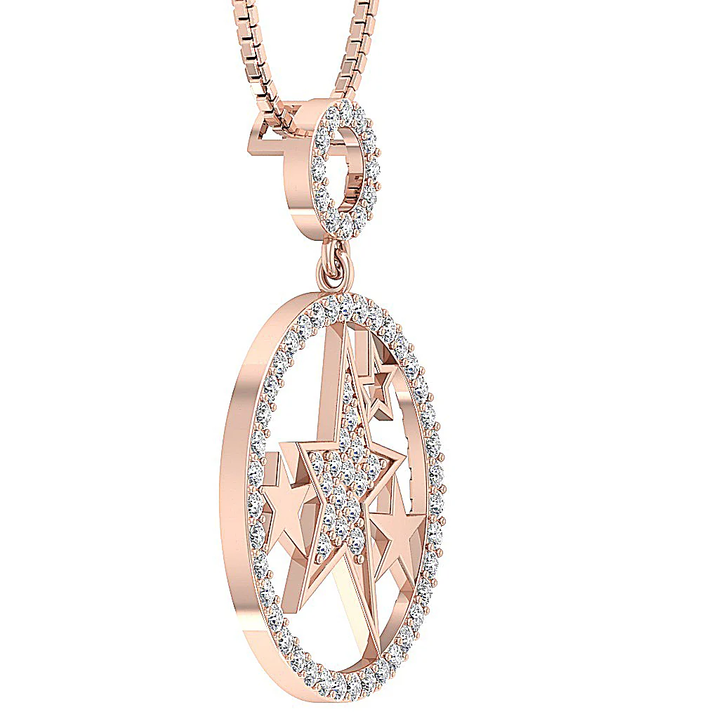 The Maximus Natural Diamond Circle Star Fashion Pendant For Women 14K Gold - Image 9