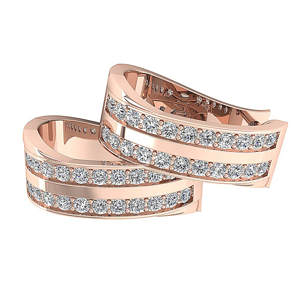 The Maxwell 2 Row Natural Diamond Hoop Earring Pave Set 14K Rose Gold - Image 10
