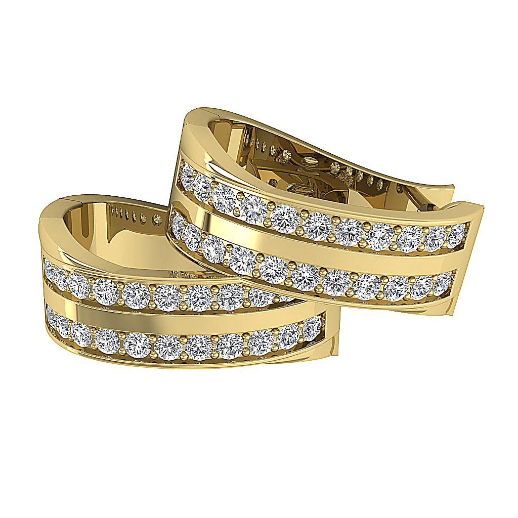 The Maxwell 2 Row Natural Diamond Hoop Earring Pave Set 14K Rose Gold - Image 12