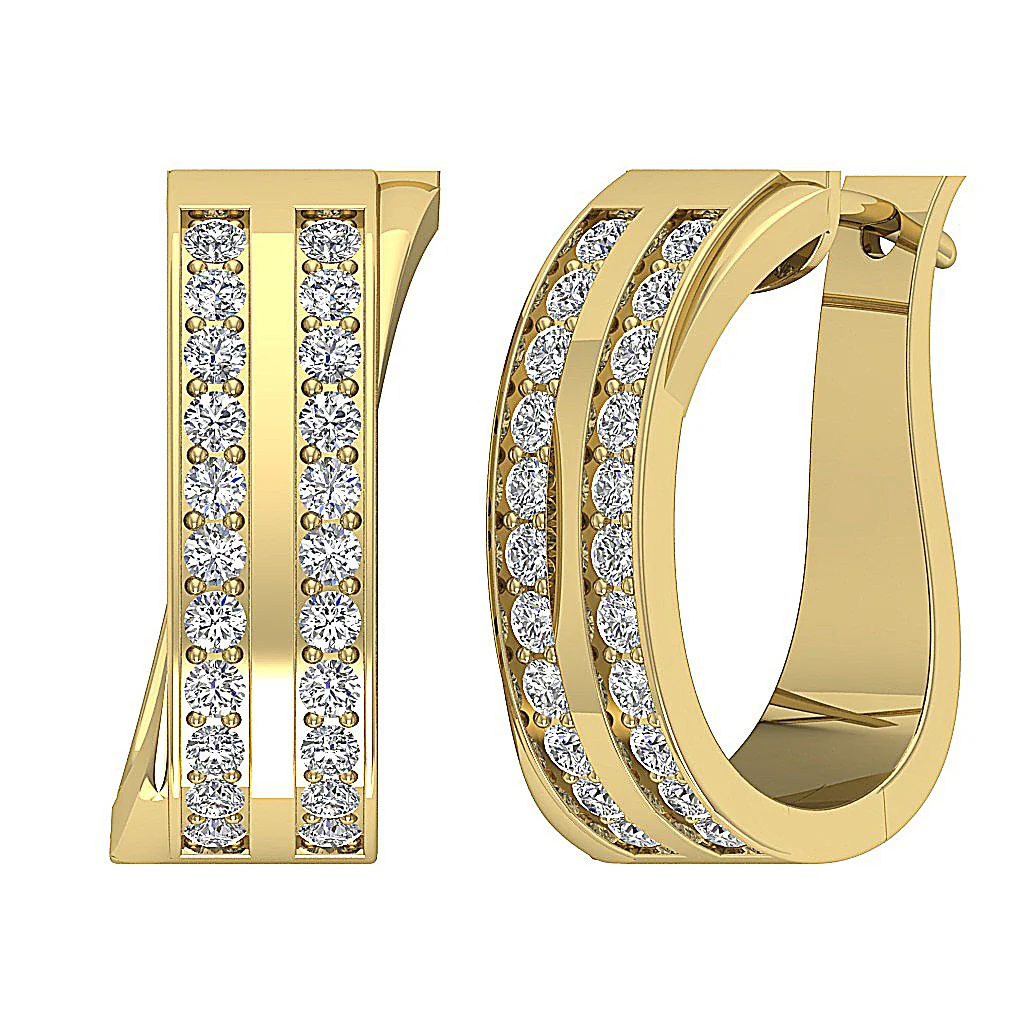 The Maxwell 2 Row Natural Diamond Hoop Earring Pave Set 14K Rose Gold - Image 3